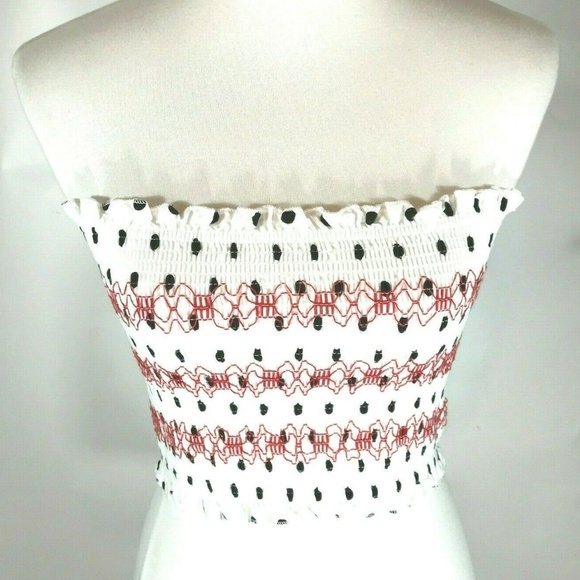Topshop Tops - Topshop Smocked Embroidery Tube Top Sz 8,10 White